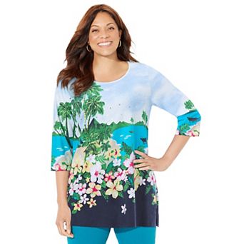 Catherines Women's Plus Size 3/4 Sleeve Seasonal Tee
