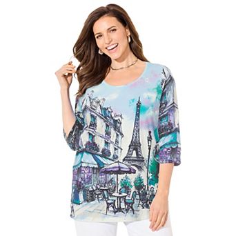 Catherines Women's Plus Size 3/4 Sleeve Seasonal Tee
