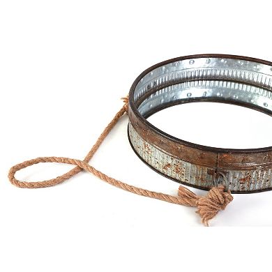 Galvanized Metal Framed Round Wall Mirror