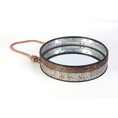 Galvanized Metal Framed Round Wall Mirror