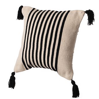 Handwoven Cotton Throw Pillow Cover with Striped Lines