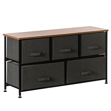 Fabric Storage Dresser, Nightstand, Wooden Top