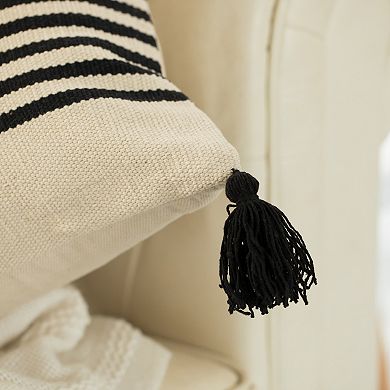 Handwoven Cotton Throw Pillow Cover with Striped Lines with Filler