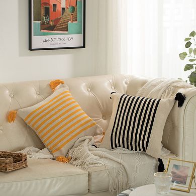 Handwoven Cotton Throw Pillow Cover with Striped Lines with Filler