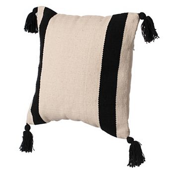 Handwoven Cotton Throw Pillow Cover with Side Stripes with Filler