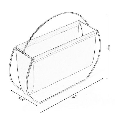 Metal and Leather Modern Decorative Freestanding Magazine Book Rack Storage Holder