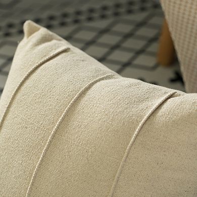Handwoven Cotton Throw Pillow Cover with Over Sewn Seams