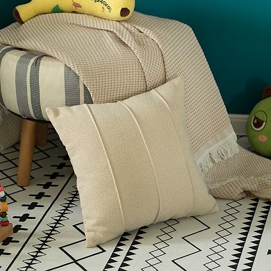 Handwoven Cotton Throw Pillow Cover with Over Sewn Seams