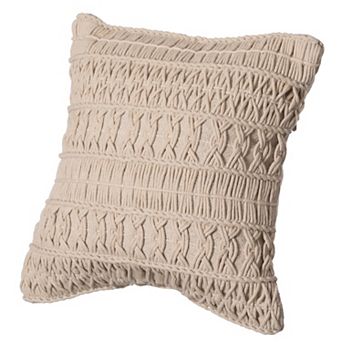 Handwoven Cotton Throw Pillow Cover with Layered Random String Pattern