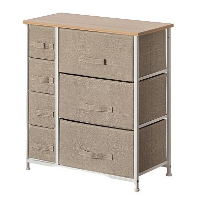 Fabric Storage Dresser, Nightstand, Wooden Top