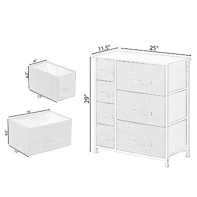 Fabric Storage Dresser, Nightstand, Wooden Top