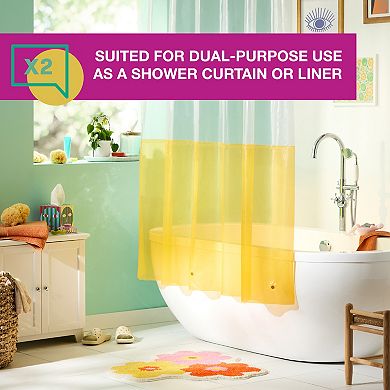 Town & Country Ciara Mod Colorblock & Clear Mold & Mildew Resistant Shower Curtain Liner