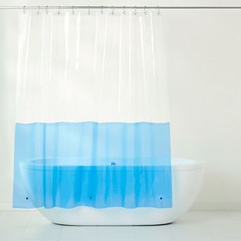 Town & Country Ciara Mod Colorblock & Clear Mold & Mildew Resistant Shower Curtain Liner