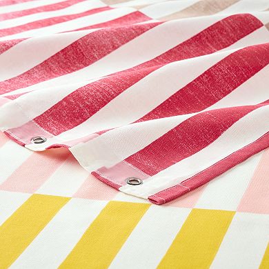 Town & Country Adeline Offset Stripe Cotton-Rich Breathable Fabric Shower Curtain