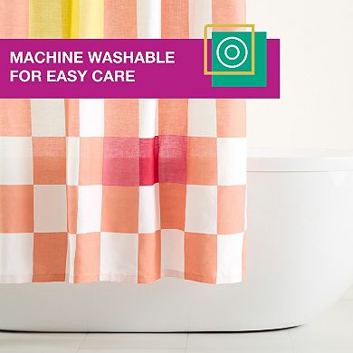 Town & Country Betty Bold Checkerboard Cotton-Rich Breathable Fabric Shower Curtain