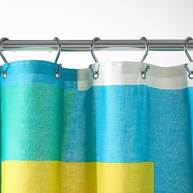 Town & Country Lucy Mid-Century Squares Cotton-Rich Breathable Fabric Shower Curtain