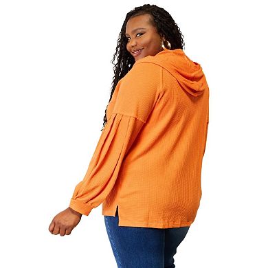 HOPELY Bow Print Waffle Side Slit T-Shirt