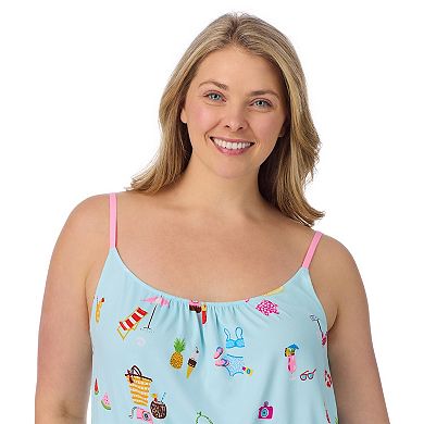 Plus Size Beauty Sleep Social Shirred Pajama Tank Top & Pajama Boxer Set