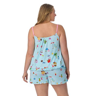 Plus Size Beauty Sleep Social Shirred Pajama Tank Top & Pajama Boxer Set