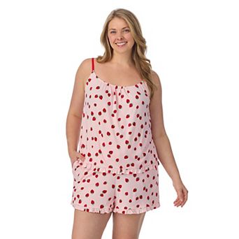 Plus Size Beauty Sleep Social Shirred Pajama Tank Top & Pajama Boxer Set