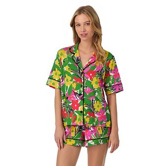 Women's Beauty Sleep Social Short Sleeve Button Front Pajama Top & Pajama Boxer Set