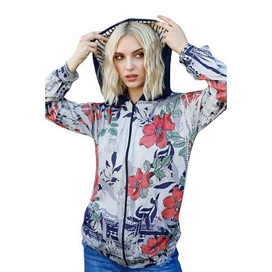 Oversized Floral Printed Zip Up Hoodie Pants Set