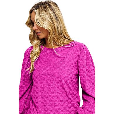 Fashnzfab Round Neck Brushed Checker Top