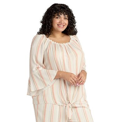 Plus Size AB Studio Off Shoulder Bell Sleeve Top