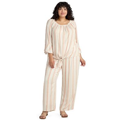 Plus Size AB Studio Off Shoulder Bell Sleeve Top