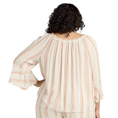 Plus Size AB Studio Off Shoulder Bell Sleeve Top