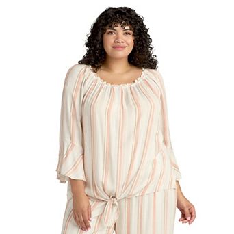 Plus Size AB Studio Off Shoulder Bell Sleeve Top