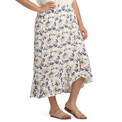 Plus Size AB Studio Pull On High-Low Ruffle Hem Skirt