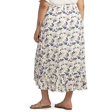 Plus Size AB Studio Pull On High-Low Ruffle Hem Skirt