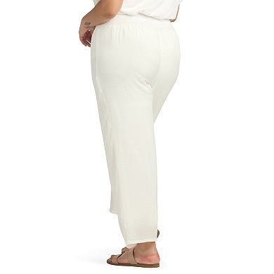 Plus Size AB Studio Novelty Elastic Waistband Lined Pants