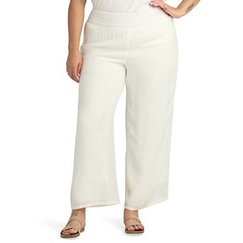 Plus Size AB Studio Novelty Elastic Waistband Lined Pants