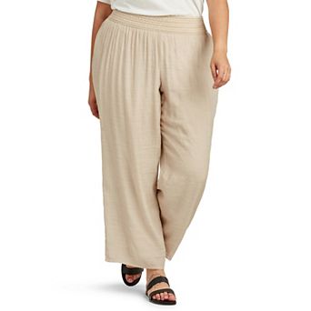 Plus Size AB Studio Novelty Elastic Waistband Lined Pants