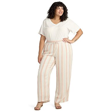 Plus Size AB Studio Pull On Elastic Waist Faux Tie Pants
