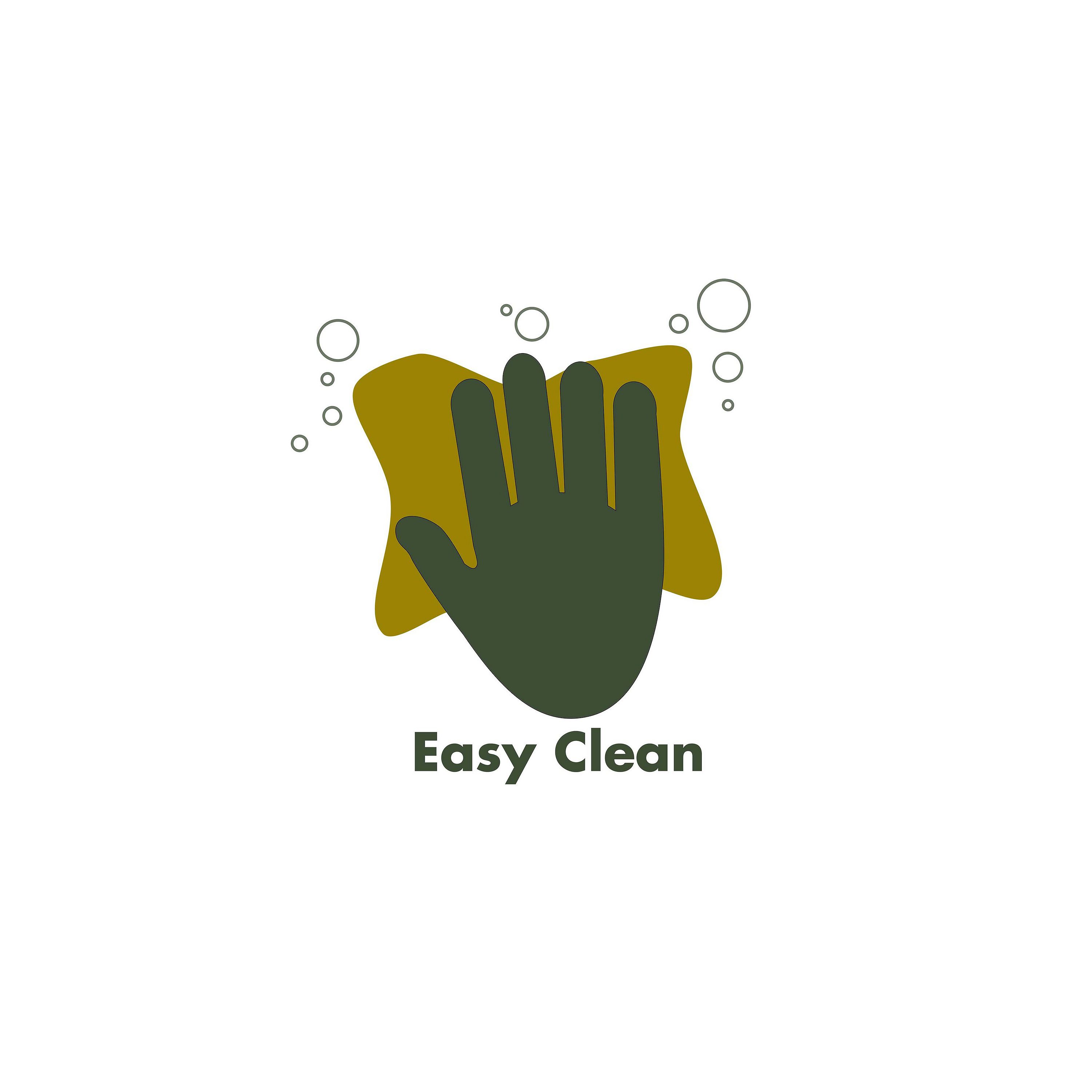Easy clean feature graphic with a hand icon.