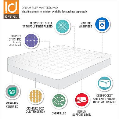 Intelligent Design Dream Puff Overfilled Down Alternative Mattress Pad