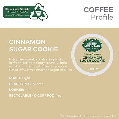 Keurig Green Mountain Coffee Roasters Cinnamon Sugar Cookie Keurig Single-Serve K-Cup Pods, Light Roast Coffee, 24 Count