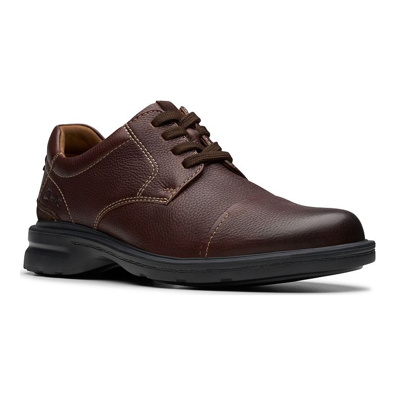 Clarks® Gessler Cap Men's Leather Shoes, Size: 10.5, Brown Tumbled