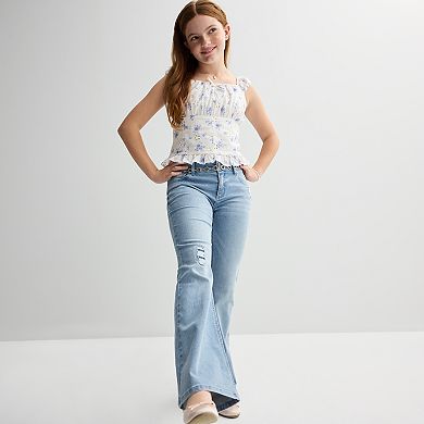 Girls 7-20 Limited Too Chain Belt Flare Denim Jeans