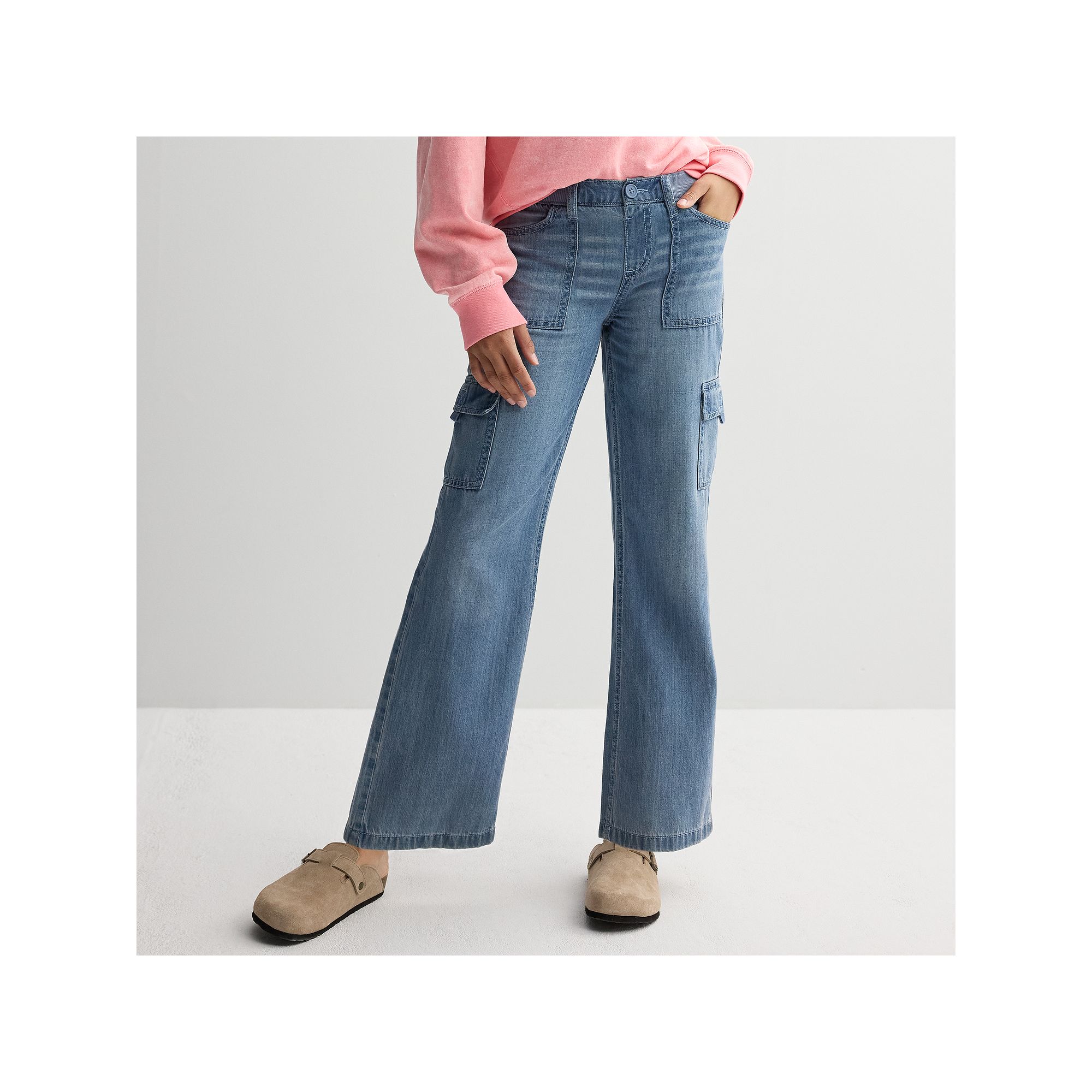 Girls 7-20 Limited Too Denim Cargo Pants, Girls, Light Blue