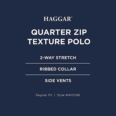 Men's Haggar® Premium Comfort Quarter Zip Jacquard Polo