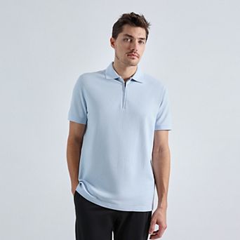 Men's Haggar® Premium Comfort Quarter Zip Jacquard Polo