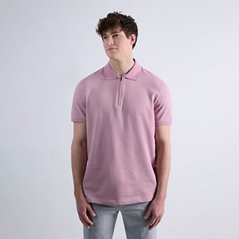 Men's Haggar® Premium Comfort Quarter Zip Jacquard Polo