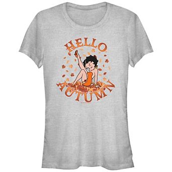 Juniors' Betty Boop Hello Autumn Fitted Graphic Tee