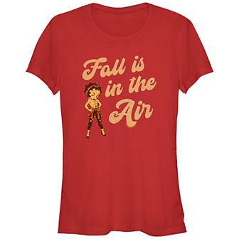 Juniors' Betty Boop Fall Is In The Air Fitted Graphic Tee