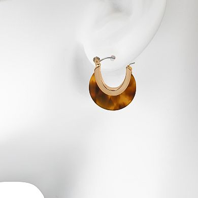 LC Lauren Conrad Gold Tone Tortoise Acetate Crescent Hoop Earrings
