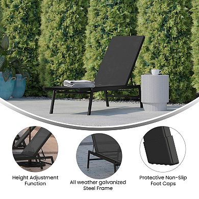 Emma and Oliver Braelin Textilene Adjustable 5 Position Patio Chaise Lounge and Metal Frame